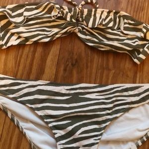 Eberjey green and white stripe bikini